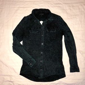 Rock & Republic Washed Teal Button Up Size Medium